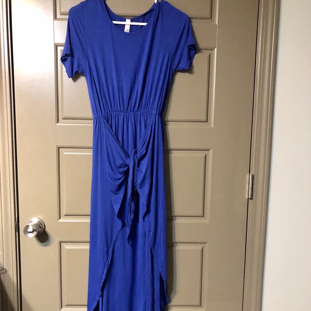 Royal blue tie detail maxi dress